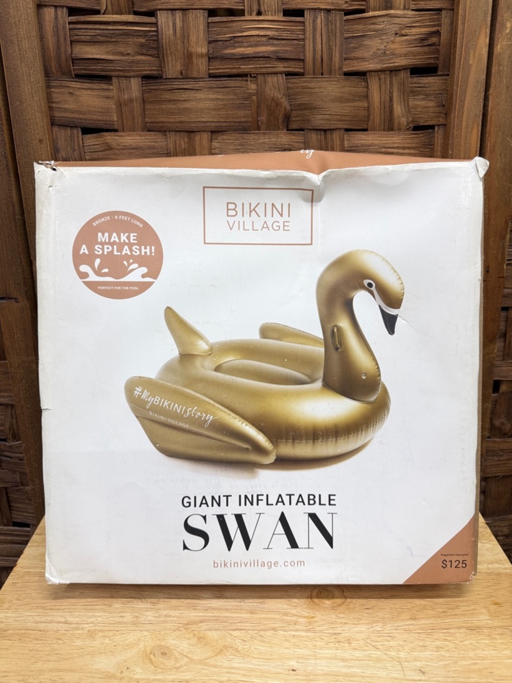 Bikini Village Gold Giant Inflatable Swan Pool Float